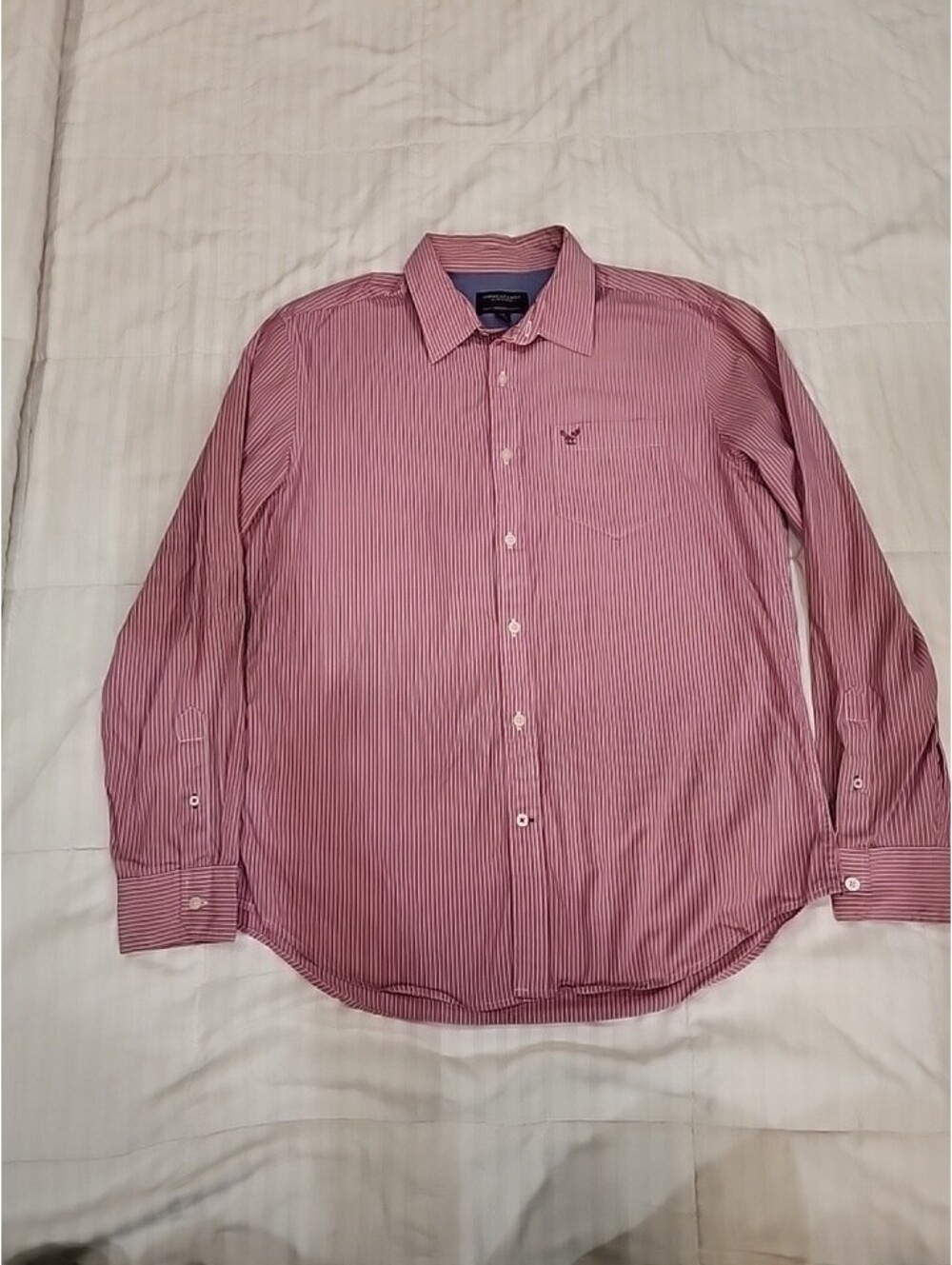 American Eagle Outfitters Atletic FIT Red and White Striped Casual Shirt L/G